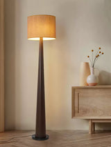 Zhanming Modern Wooden Floor Lamp with Marble Base and Tall Fabric Shade Uplight