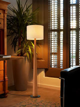 Zhanming Modern Wooden Floor Lamp with Marble Base and Tall Fabric Shade Uplight