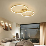 Modern Nordic Gold 2 Ring LED Flush Mount Ceiling Light Fixture for Home Decor