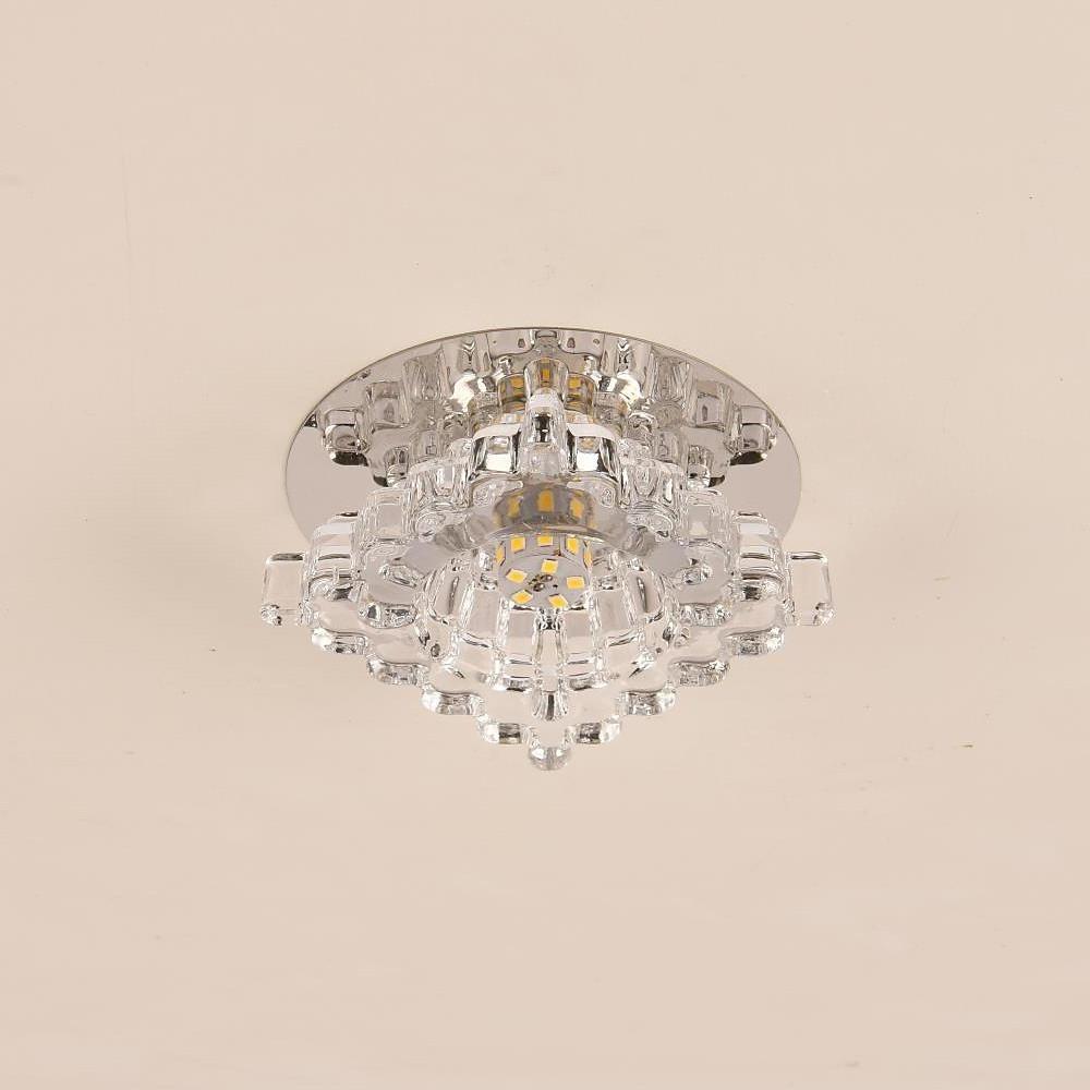 Modern Geometric LED Crystal Flush Mount Ceiling Light Fixture for Kitchen and Hallway