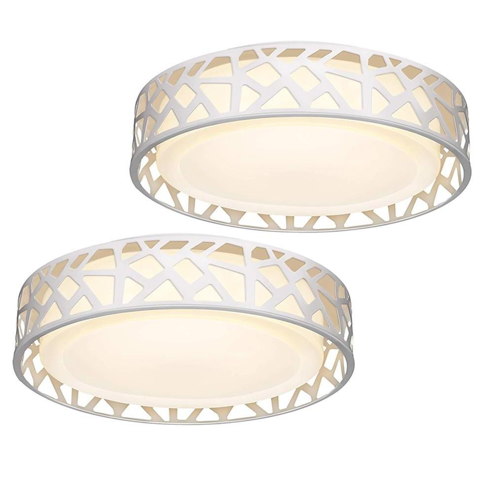 Modern Geometric Round Metal LED Flush Mount Ceiling Light for Bedroom Kitchen and Office