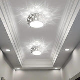 Modern Metal Crystal LED Flush Mount Ceiling Light for Hallway and Entryway Decor