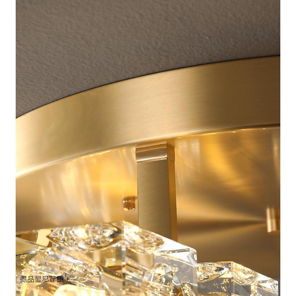 Modern Nordic Crystal LED Flush Mount Ceiling Light Brass Copper 6 Light Fixture