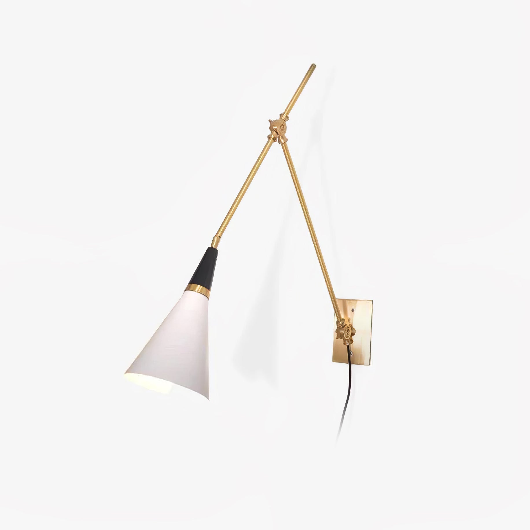 Adjustable Arm Plug In Wall Lamp with Metal Shade Mid Century Modern Sconce