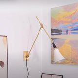 Adjustable Arm Plug In Wall Lamp with Metal Shade Mid Century Modern Sconce