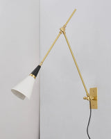 Adjustable Arm Plug In Wall Lamp with Metal Shade Mid Century Modern Sconce