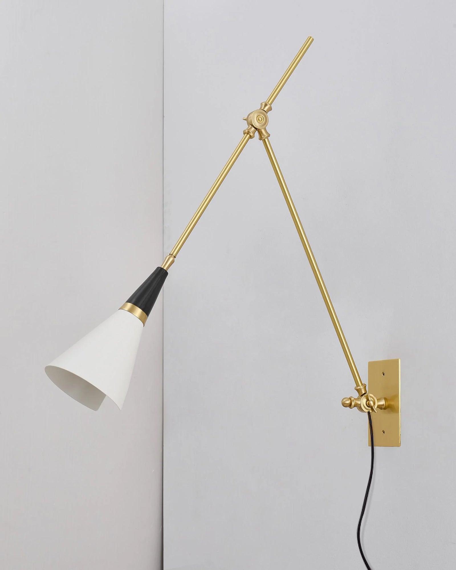 Adjustable Arm Plug In Wall Lamp with Metal Shade Mid Century Modern Sconce