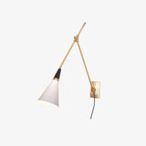 Adjustable Arm Plug In Wall Lamp with Metal Shade Mid Century Modern Sconce