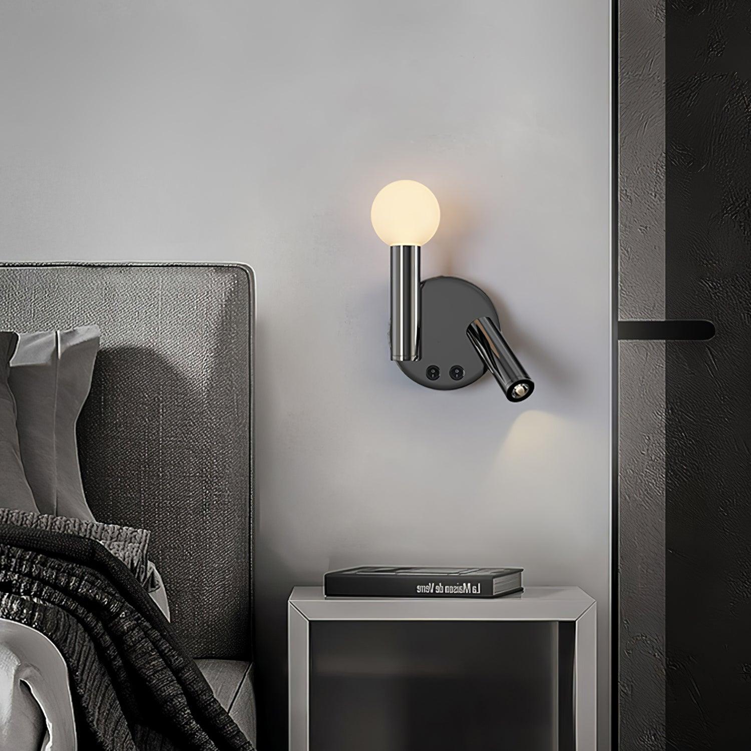 Adjustable LED Bedside Reading Wall Lamp Set of 2 with Space Saving Flush Mount Design