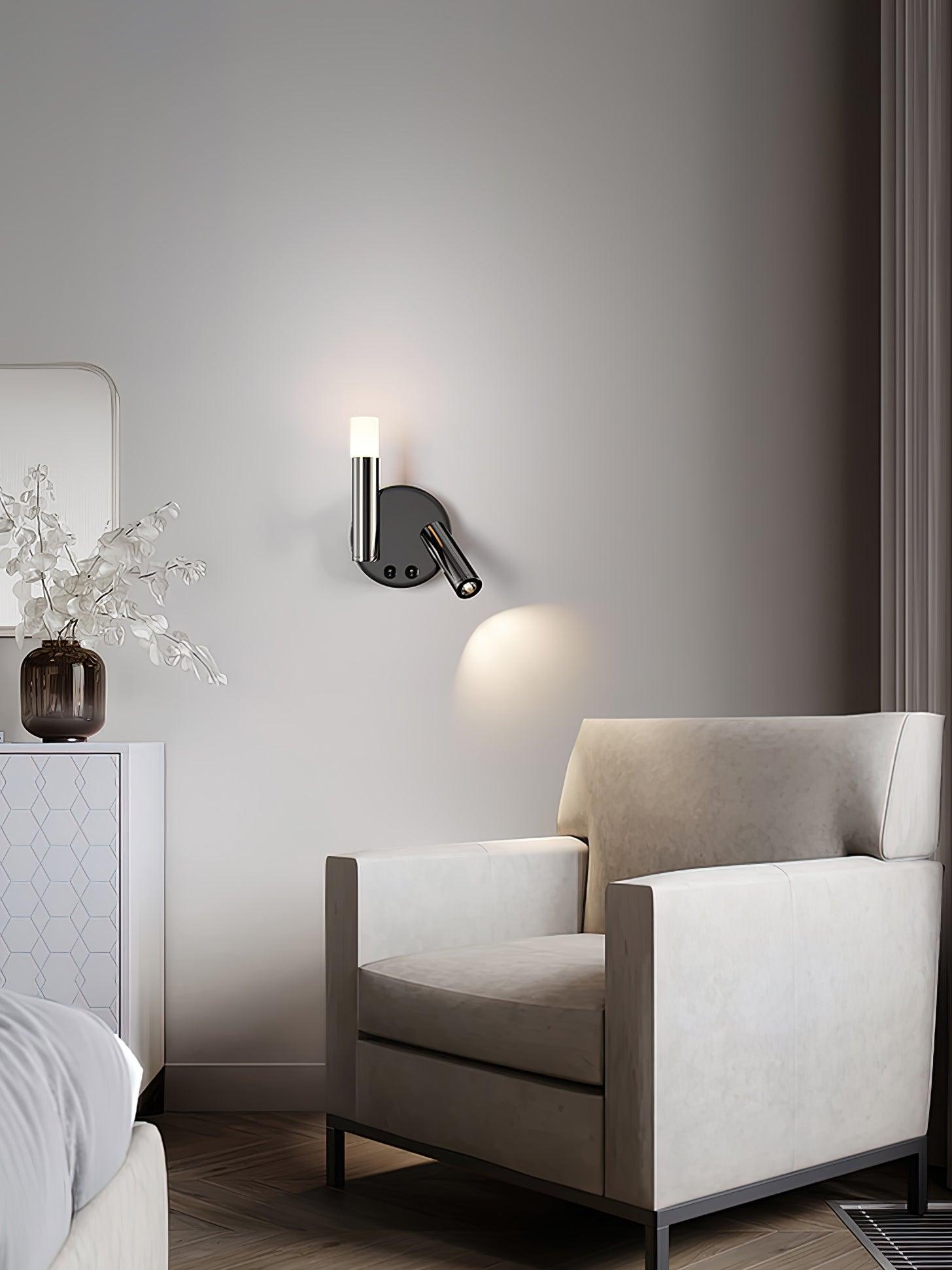 Adjustable LED Bedside Reading Wall Lamp Set of 2 with Space Saving Flush Mount Design