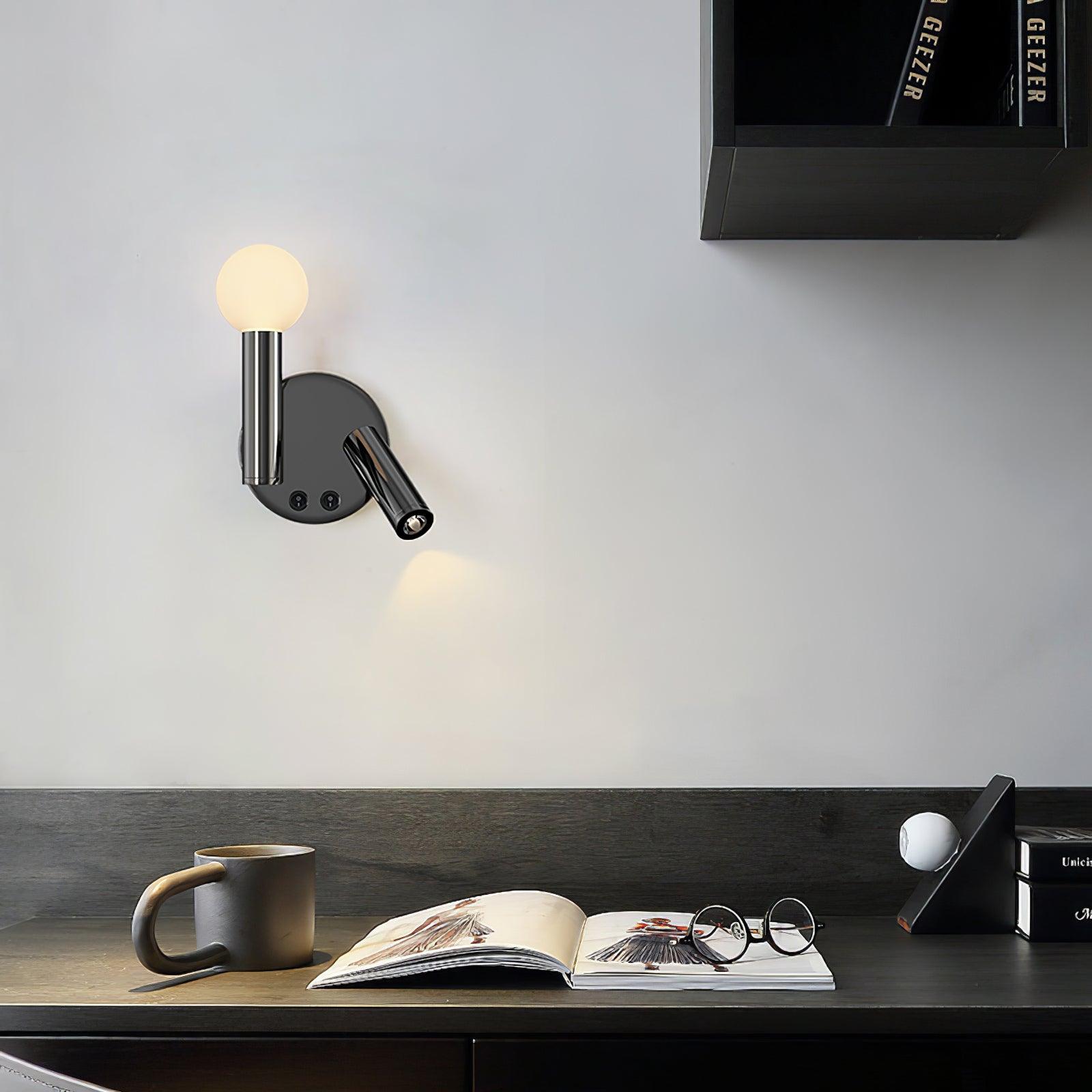Adjustable LED Bedside Reading Wall Lamp Set of 2 with Space Saving Flush Mount Design