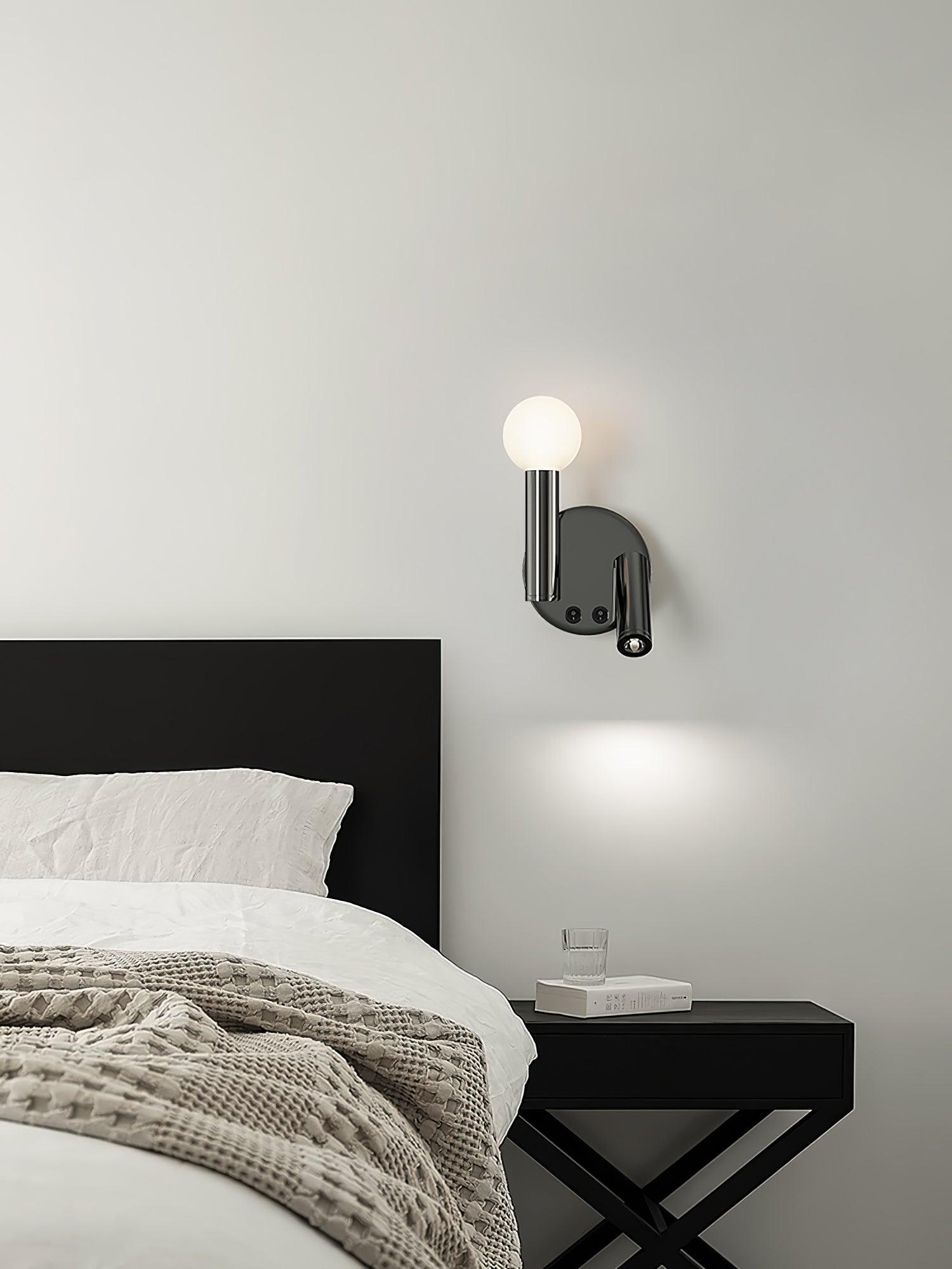 Adjustable LED Bedside Reading Wall Lamp Set of 2 with Space Saving Flush Mount Design