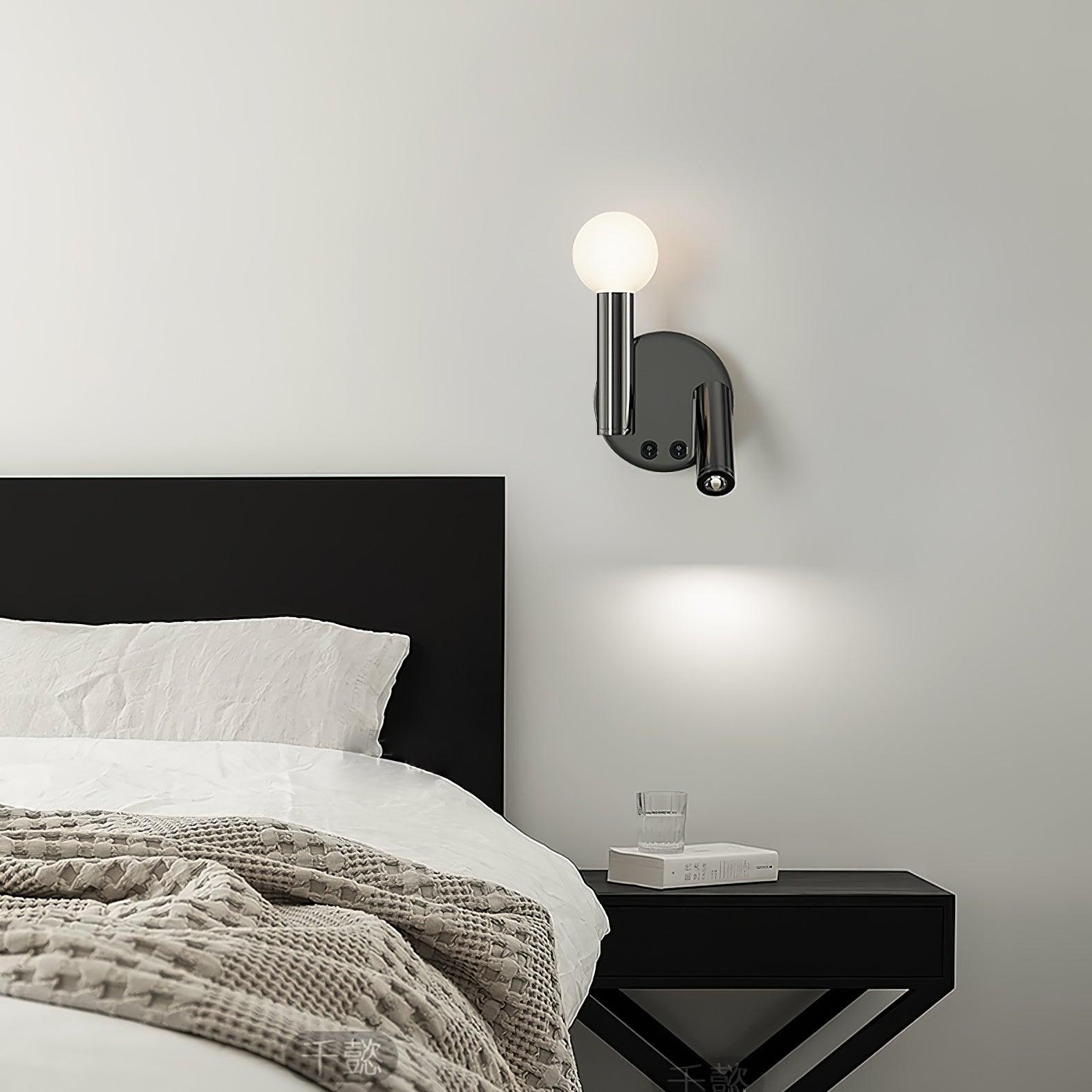 Adjustable LED Bedside Reading Wall Lamp Set of 2 with Space Saving Flush Mount Design