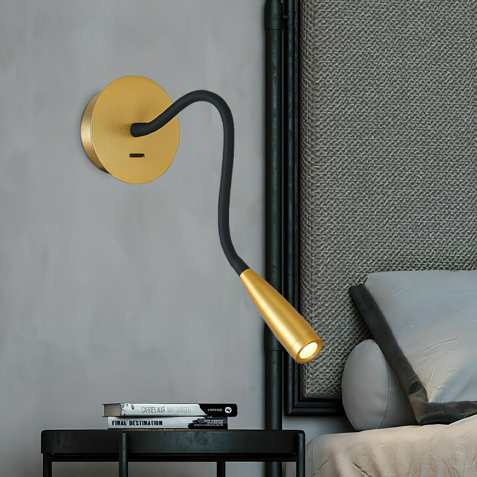 Adjustable Modern Flexible Hose LED Wall Sconce Bedside Reading Lamp Set of 2