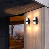 Adjustable Square Outdoor Wall Light Dual LED Up and Down Exterior Sconce in Black Aluminum