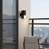 Adjustable Square Outdoor Wall Light Dual LED Up and Down Exterior Sconce in Black Aluminum
