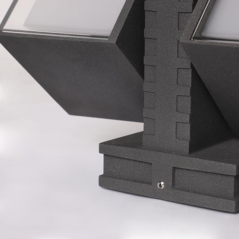 Adjustable Square Outdoor Wall Light Dual LED Up and Down Exterior Sconce in Black Aluminum