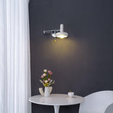 Adjustable Swing Arm Rocker Wall Lamp Sconce with Cream Shade for Interior Reading and Bedroom Lighting
