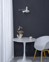 Adjustable Swing Arm Rocker Wall Lamp Sconce with Cream Shade for Interior Reading and Bedroom Lighting