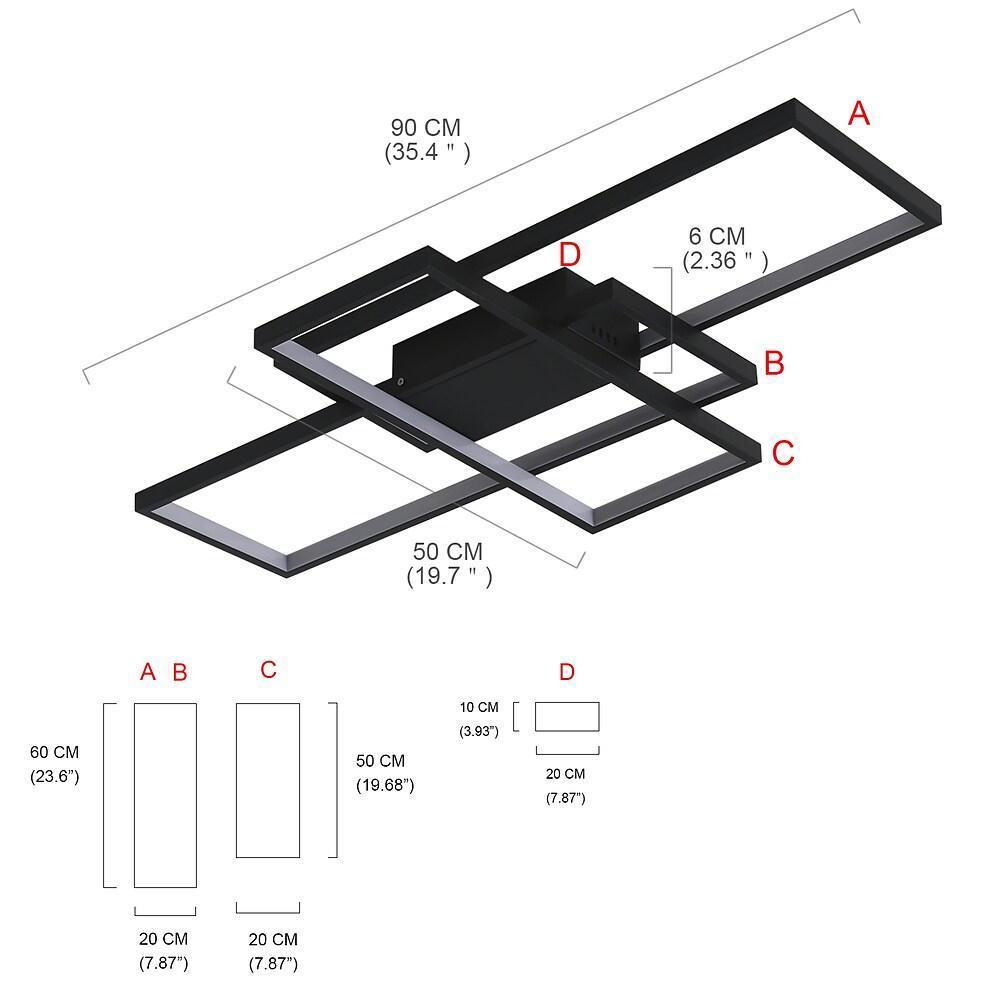 Modern Rectangular 3 Tier LED Flush Mount Ceiling Lamp Large Geometric Integrated Lighting Fixture