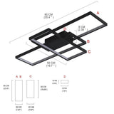 Modern Rectangular 3 Tier LED Flush Mount Ceiling Lamp Large Geometric Integrated Lighting Fixture