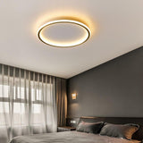 Modern Round LED Ceiling Light Ultra Thin Black Flush Mount Fixture for Bedrooms