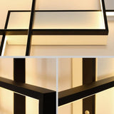 Modern Geometric LED Ceiling Light Overlapping Rectangles Flush Mount Aluminum Fixture