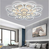 Modern Geometric Ring LED Flush Mount Ceiling Light for Bedroom Living Room White Metal Nordic Style