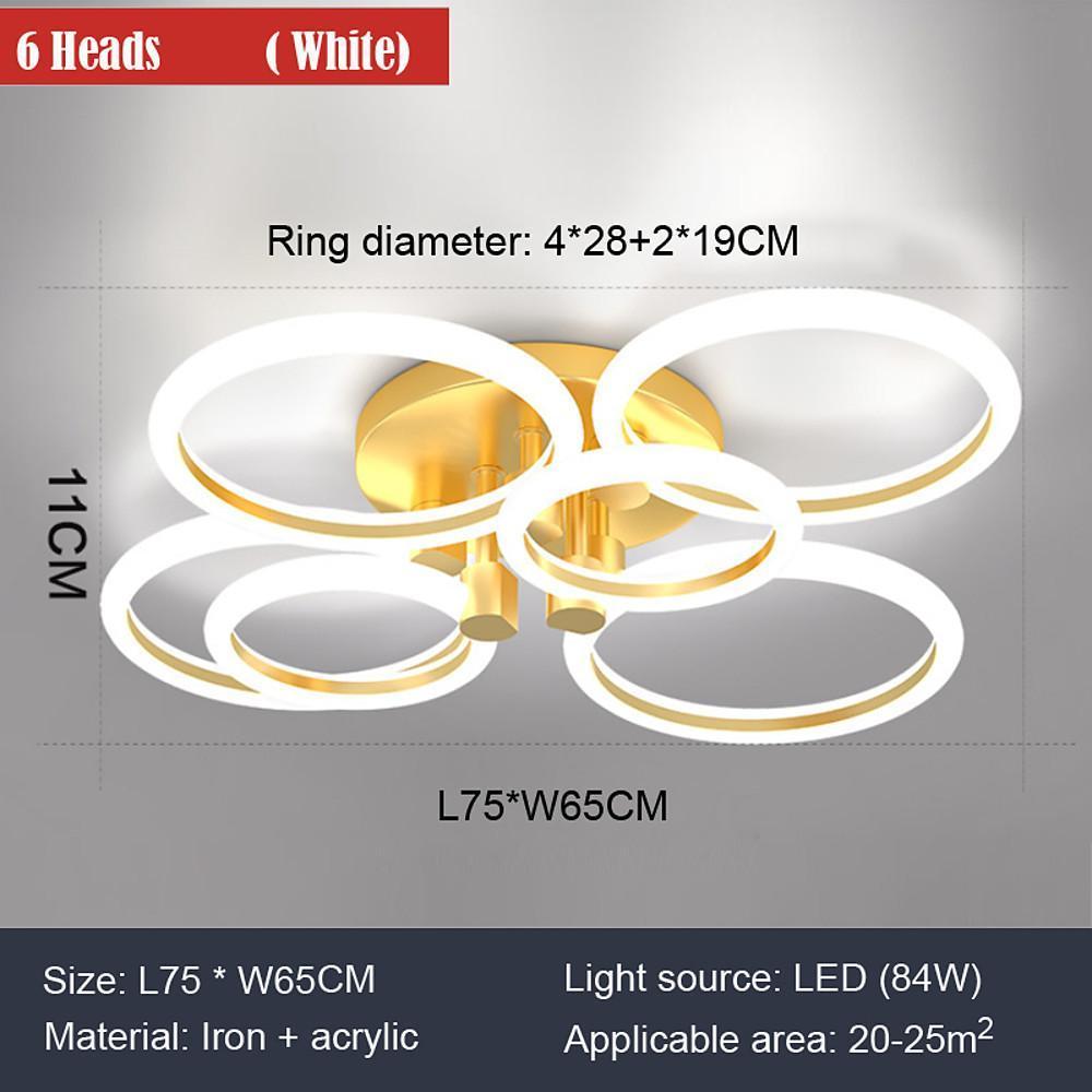 Gold Circular LED Flush Mount Ceiling Light Dimmable Modern Ring Chandelier Fixture
