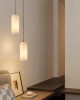 Alabaster Pendant Light Mid Century Modern Brass Hanging Lamp for Kitchen Island Foyer