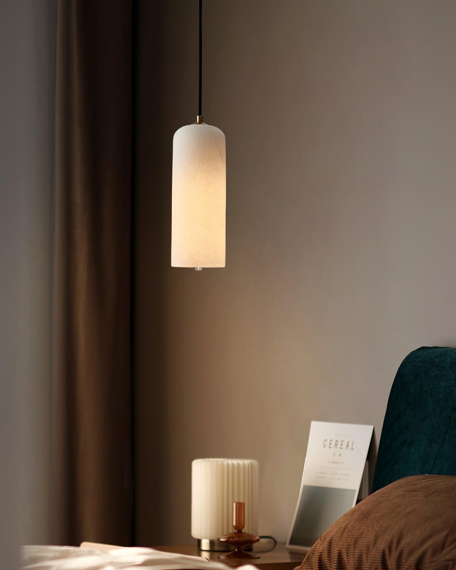 Alabaster Pendant Light Mid Century Modern Brass Hanging Lamp for Kitchen Island Foyer