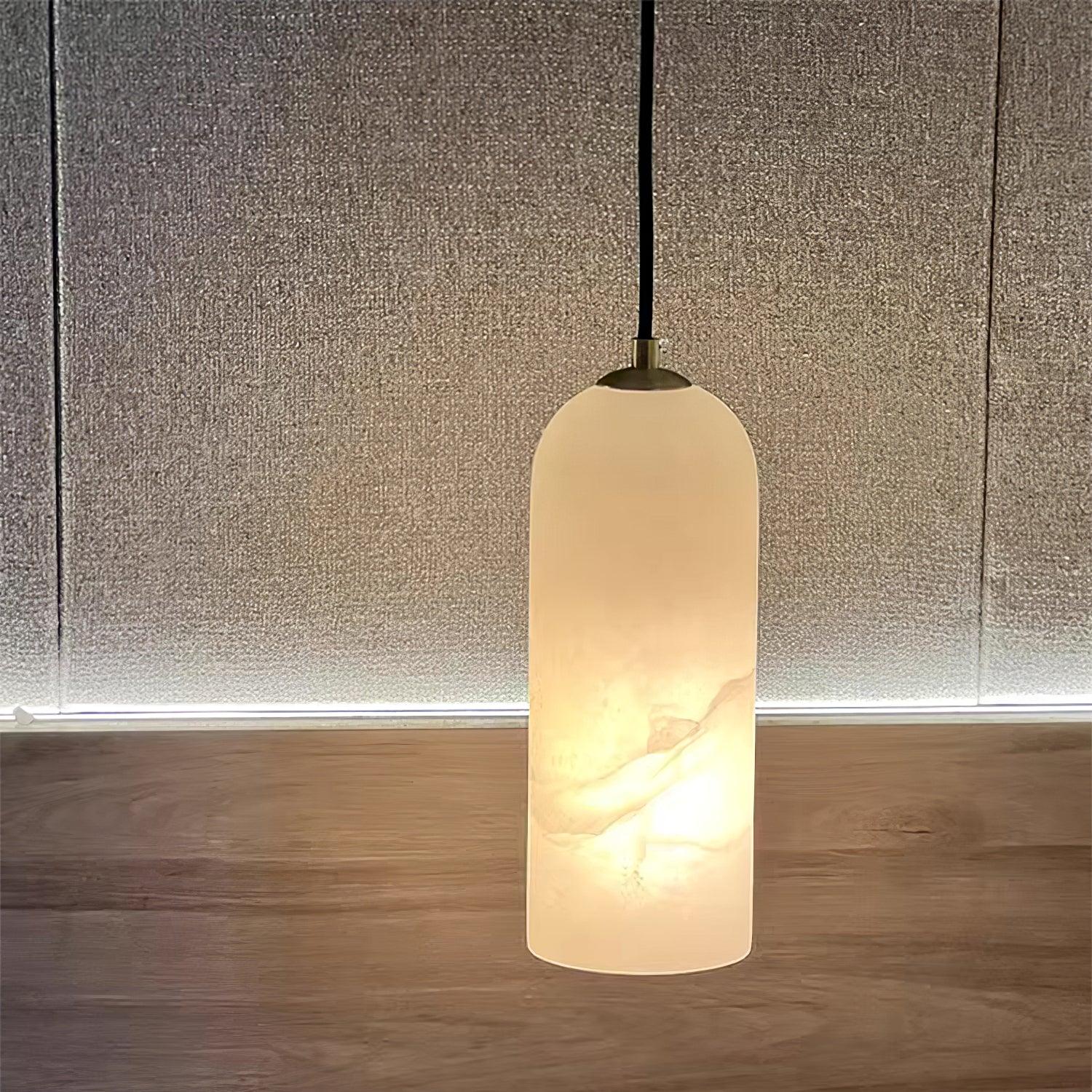 Alabaster Pendant Light Mid Century Modern Brass Hanging Lamp for Kitchen Island Foyer