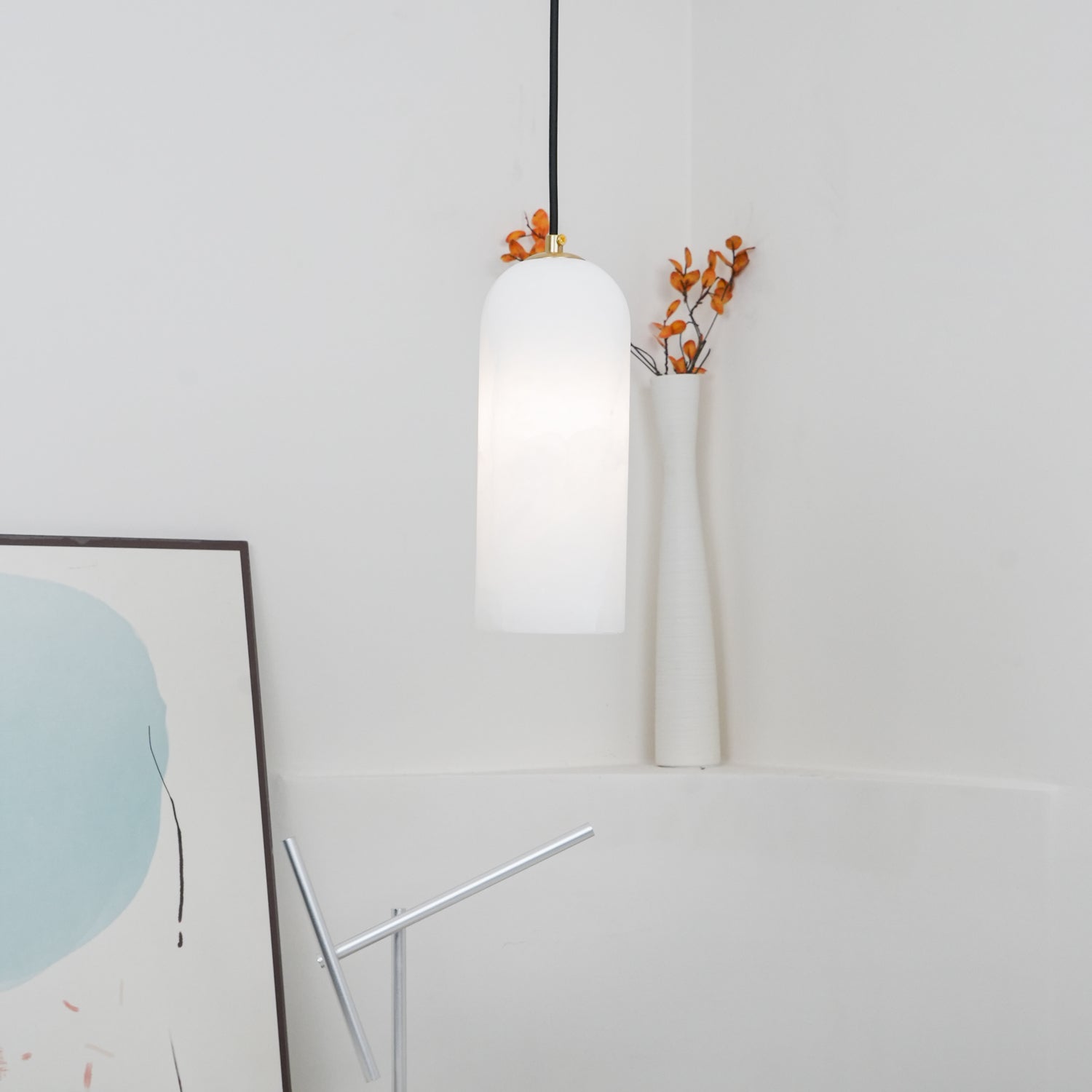 Alabaster Pendant Light Mid Century Modern Brass Hanging Lamp for Kitchen Island Foyer