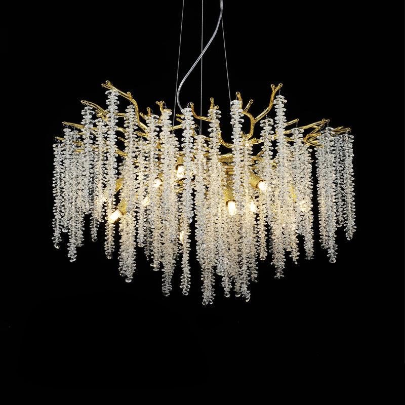 Albero Modern Gold Crystal Chandelier Ceiling Light for Living Room Dining Area