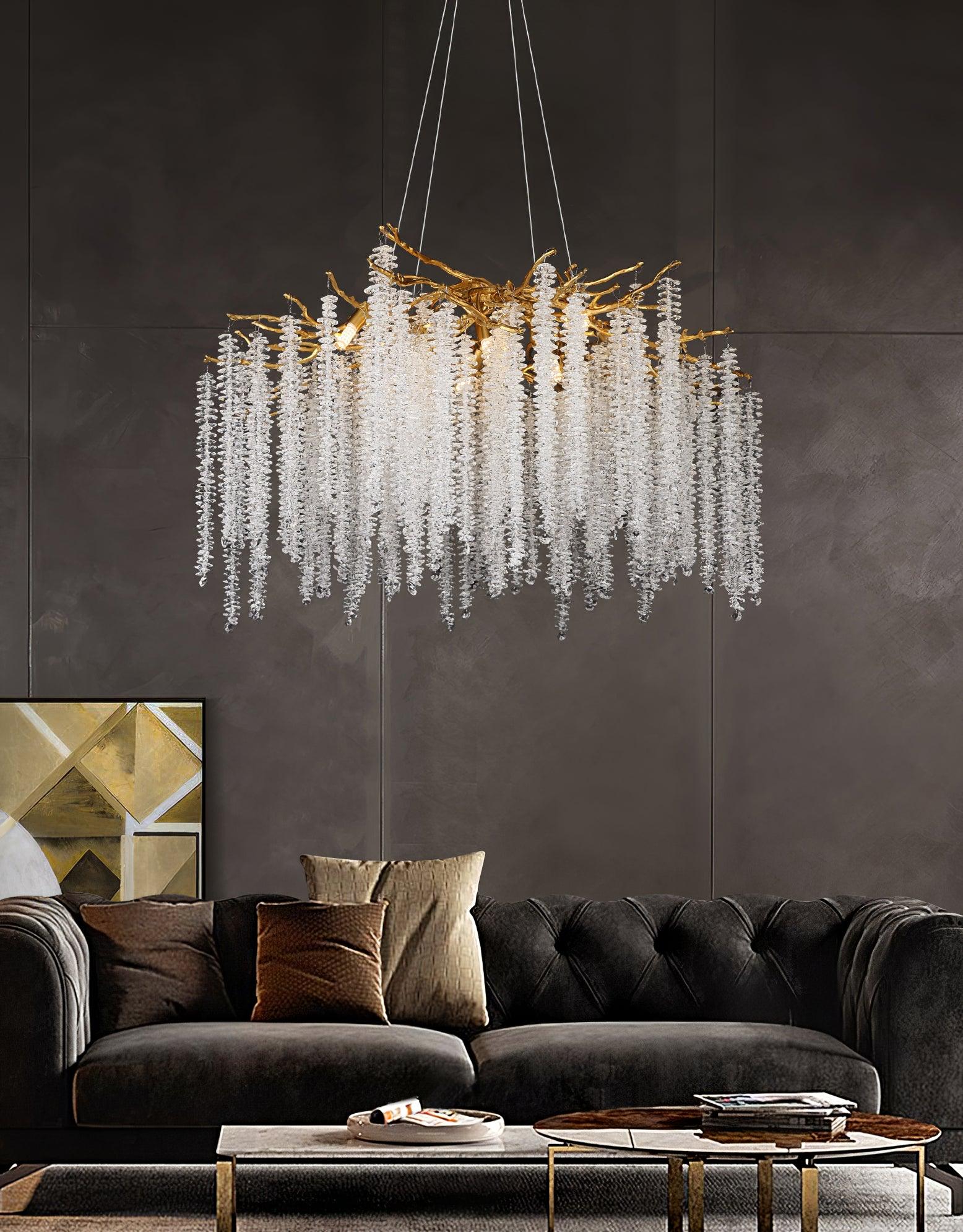 Albero Modern Gold Crystal Chandelier Ceiling Light for Living Room Dining Area