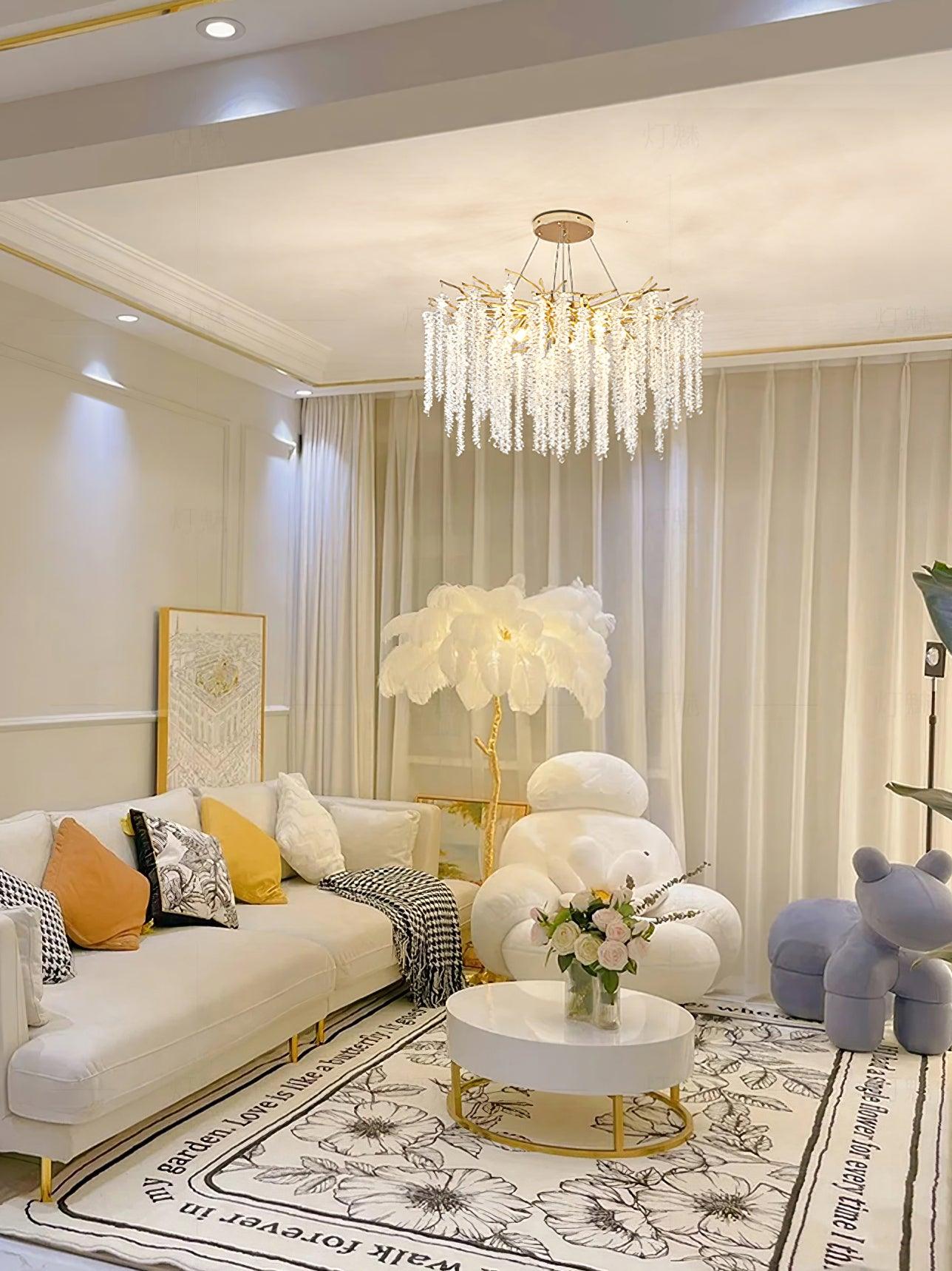 Albero Modern Gold Crystal Chandelier Ceiling Light for Living Room Dining Area