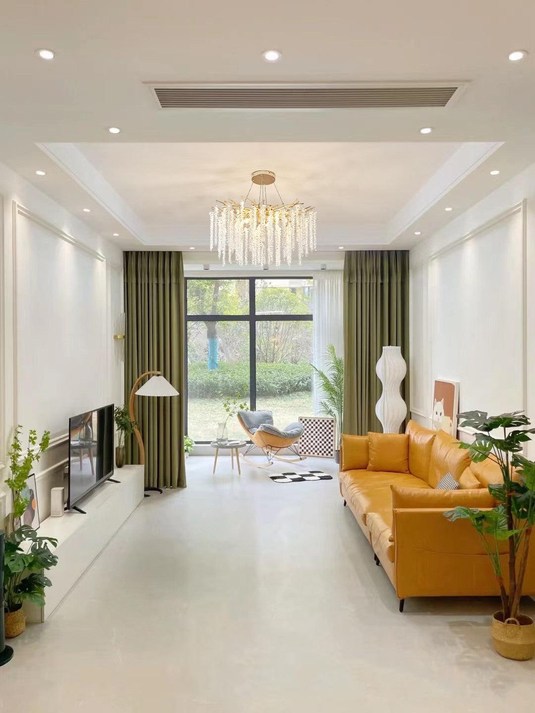 Albero Modern Gold Crystal Chandelier Ceiling Light for Living Room Dining Area
