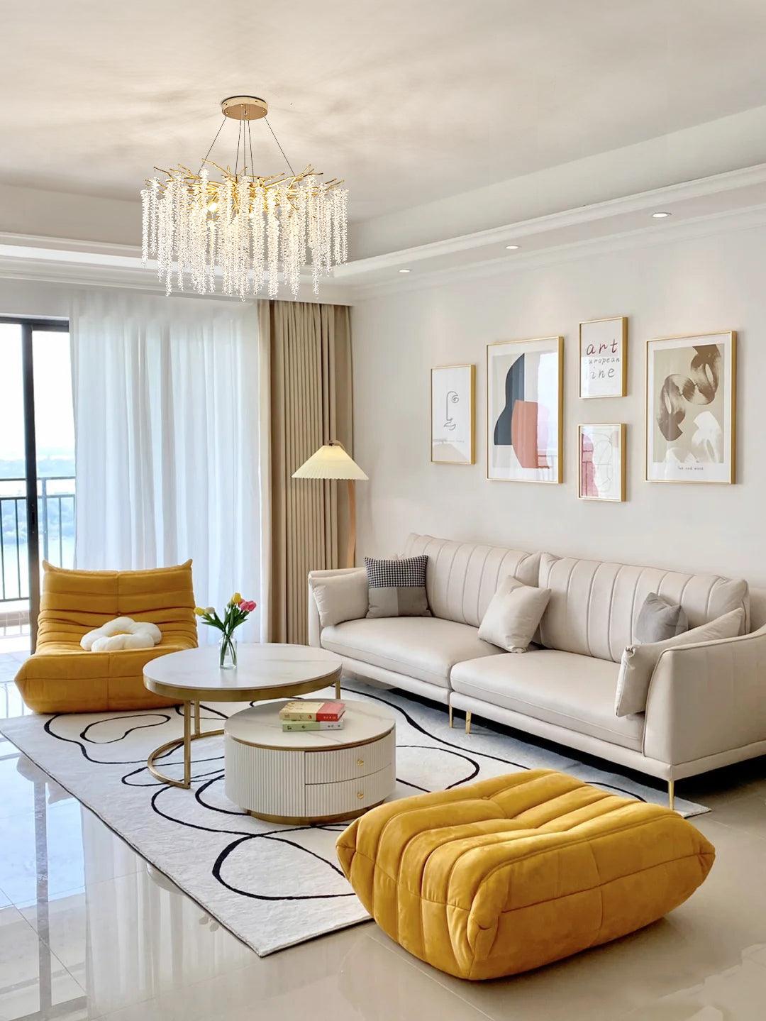 Albero Modern Gold Crystal Chandelier Ceiling Light for Living Room Dining Area