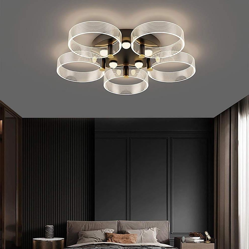 Modern Geometric Circles LED Flush Mount Ceiling Light for Contemporary Living Room