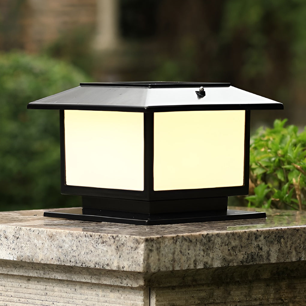 Aluminum Outdoor Square Solar Post Lights with Three Step Dimming for Fence and Deck
