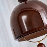 Amber Glass Dome Pendant Light with Walnut Wood Detail and Retractable Elastic Cord