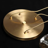 Amber Hand Blown Ice Glass Drop Pendant Light Fixture with Brass Finish