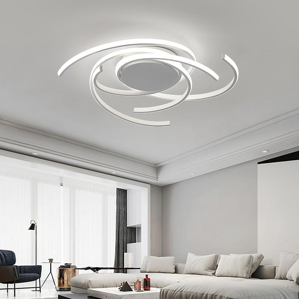 Modern Black Abstract Curve LED Ceiling Light Dimmable Nordic Flush Mount Lighting