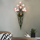 American Pastoral Floral Bouquet Wall Sconce Vintage Iron Leaf Glass Flower Light