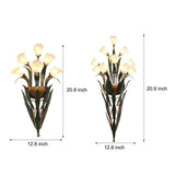 American Pastoral Floral Bouquet Wall Sconce Vintage Iron Leaf Glass Flower Light