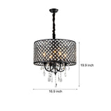 American Retro Round Iron and Crystal Chandelier Elegant Pendant Lighting for Dining Room