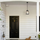 American Style Black Outdoor Chandelier Waterproof Iron and Glass LED Pendant Light for Entryway