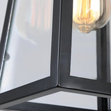 American Style Black Outdoor Chandelier Waterproof Iron and Glass LED Pendant Light for Entryway