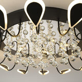 Modern Flower Crystal LED Flush Mount Ceiling Light Dimmable Chandelier for Living Room