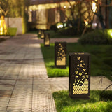 Antique Asian Hollow Carved Outdoor Post Light Waterproof Stainless Steel Landscape Pillar Lamp